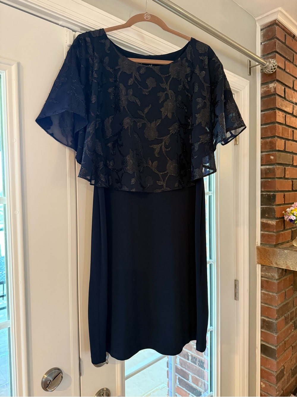 10 petite Connected apparel Navy with Floral Sequin Overlay Dress. Worn once.